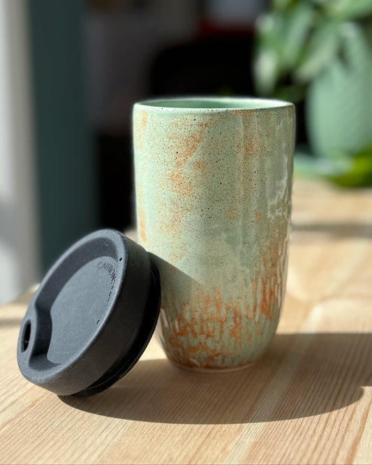 Large Travel Cup in Green Shino